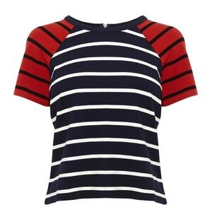 Karen Millen Size 8 Colorblock striped Short Sleeve Tee Top